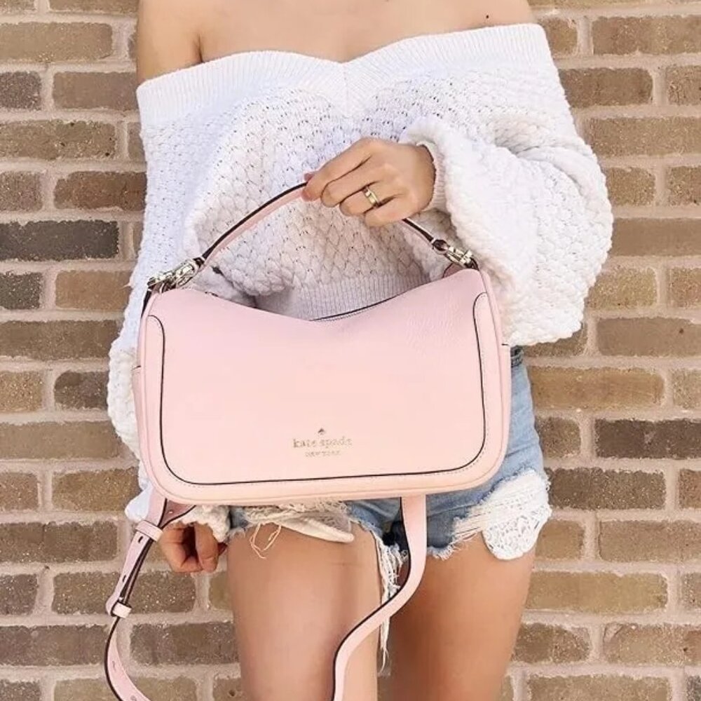 NWT KATE SPADE NEW YORK Crossbody Smoosh 2way Chalk Pink Shoulder Bag Leather